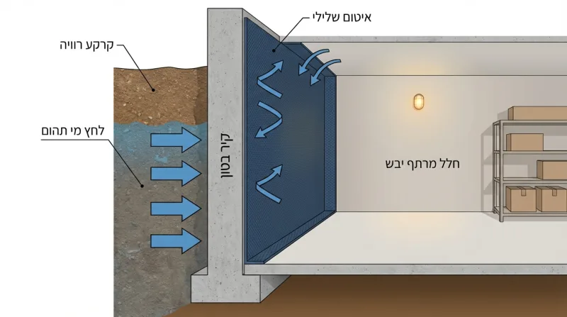 איטום שלילי (מבפנים) במרתף