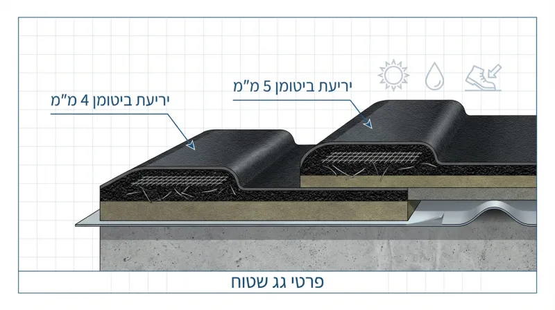 איטום גג ביריעות ביטומניות 4 מ"מ